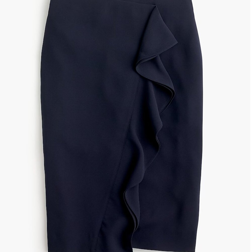 Ruffle Pencil Skirt in 365 Crepe - Black, JCrew